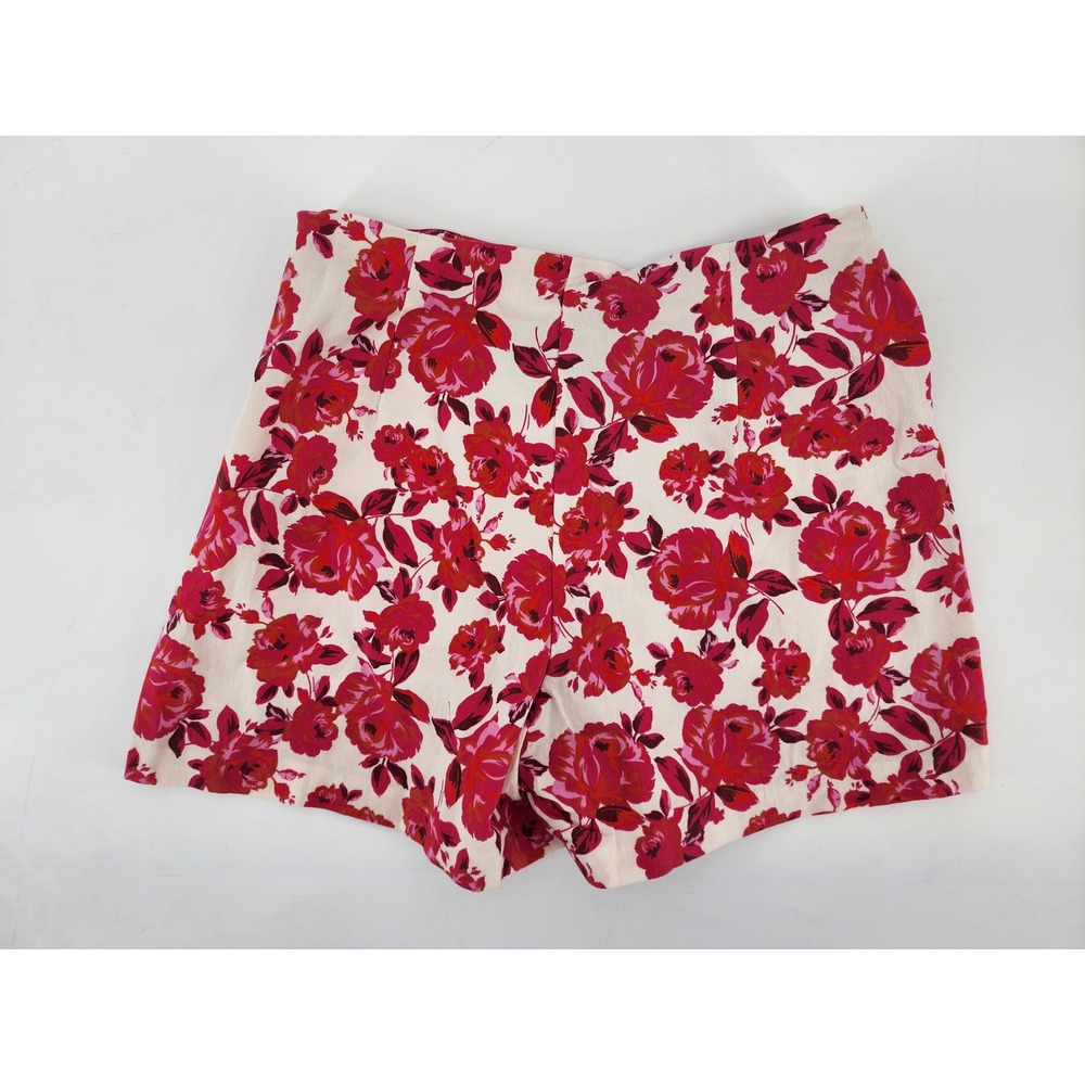 Floral High Waisted Shorts Red Pink Cream Size 0 Coquette Cottagecore Romantic